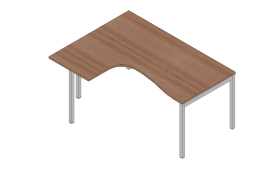 Quadrifoglio Bureau d'angle Practika, piètement 4 pieds, largeur 1600 mm, noyer Canaletto/alu