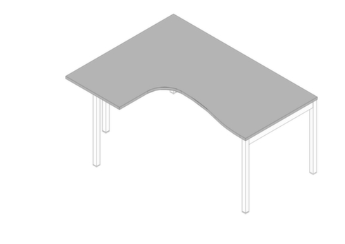 Quadrifoglio Bureau d'angle Practika, piètement 4 pieds, largeur 1600 mm, gris/blanc