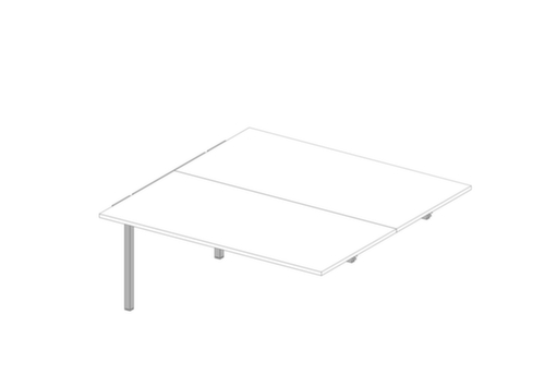 Quadrifoglio Table de rallonge Practika pour bureau Bench avec piètement 4 pieds, largeur x profondeur 1600 x 1600 mm, plaque blanc