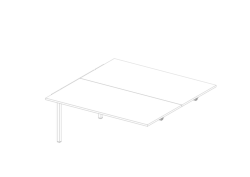 Quadrifoglio Table de rallonge à hauteur réglable Practika pour bureau Bench avec piètement 4 pieds, largeur x profondeur 1600 x 1600 mm, plaque blanc