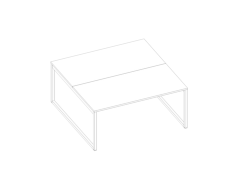 Quadrifoglio Bureau Bench Practika avec piètement à patins, largeur x profondeur 1600 x 1600 mm, plaque blanc