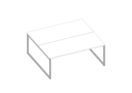 Quadrifoglio Bureau Bench Practika avec piètement à patins, largeur x profondeur 1800 x 1600 mm, plaque blanc