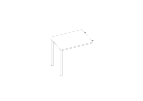 Quadrifoglio Table de rallonge à hauteur réglable Practika pour bureau avec piètement 4 pieds, largeur x profondeur 800 x 600 mm, plaque blanc