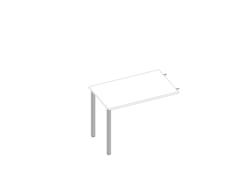 Quadrifoglio Table de rallonge Practika pour bureau avec piètement 4 pieds, largeur x profondeur 1000 x 600 mm, plaque blanc