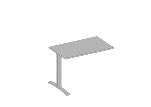 Quadrifoglio Table de rallonge Practika pour bureau avec piètement en C, largeur x profondeur 1000 x 600 mm, plaque gris