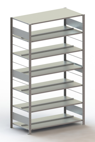 META Etagère à dossiers sans vis pour une utilisation des deux côtés, 7 tablettes, avec revêtement en zinc anti-corrosion