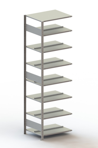META Porte-documents sans vis Zone de fixation pour une utilisation des deux côtés, 8 tablettes, RAL7035 gris clair