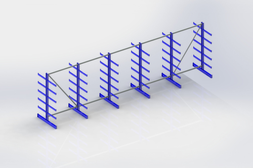 META Rayonnage cantilever universel Atlas ST, bilatéral - possibilité d’installation flexible librement dans la pièce, hauteur 2000 mm, 6 niveaux