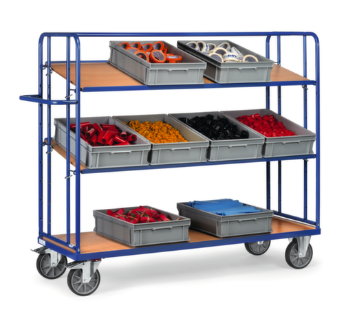 fetra Chariot à étagères, force 500 kg, 3 plateaux