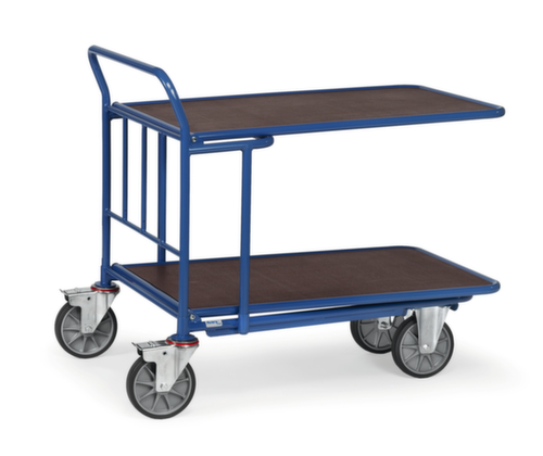 fetra Chariot peu encombrant avec 2 étagères antidérapantes, force 500 kg, plateau longueur x largeur 1000 x 600 mm