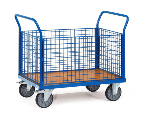 fetra Chariot à quatre parois grillagées MULTIVARIO, force 500 kg, plateau longueur x largeur 1000 x 600 mm