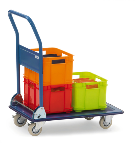 fetra Chariot avec barre de poussée pliable avec revêtement antidérapant, force 250 kg, caoutchouc plein bandage