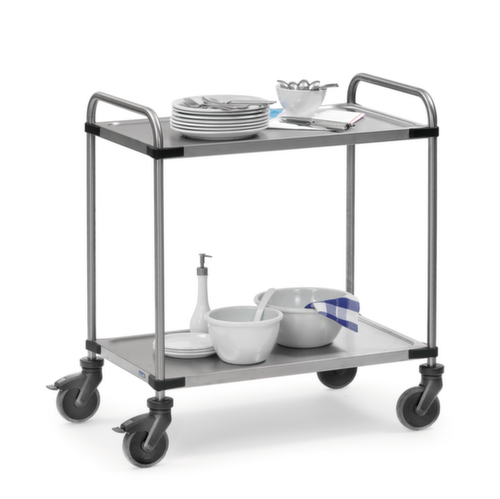 fetra Chariot à plateaux en acier inoxydable, force 120 kg, 2 plateaux