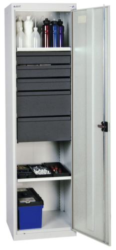 stumpf Armoire d'atelier Serie 3000 avec 2 tablettes de rétention + 5 tiroirs, largeur 500 mm