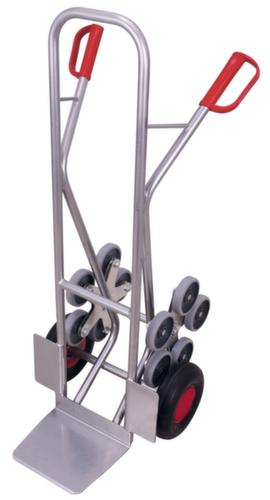 VARIOfit Diable pour escaliers 5 étoiles en aluminium, force 200 kg, largeur de pelle 320 mm, bandage air