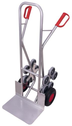 VARIOfit Diable pour escaliers 5 étoiles en aluminium, force 200 kg, largeur de pelle 480 mm, bandage air
