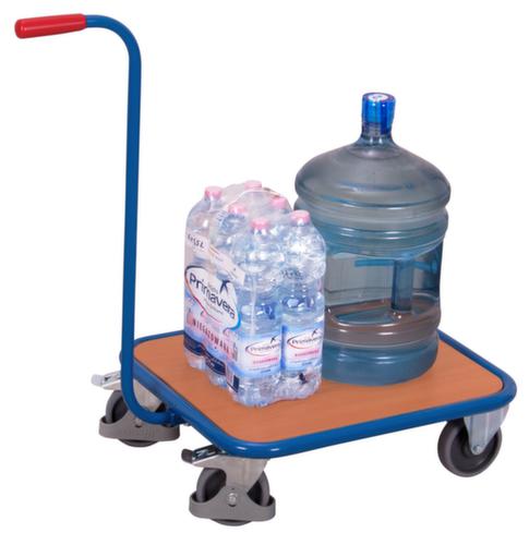 VARIOfit Rouleau à poignée avec plate-forme de chargement en bois, force 250 kg, 2 roulettes pivotantes et 2 roulettes fixes