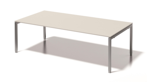 Bisley Bureau de direction et table de conférence à hauteur réglable Cito, largeur x profondeur 2400 x 1200 mm, panneau gris-blanc