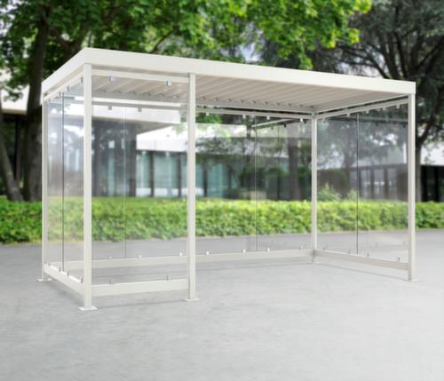 WSM Abri fumeurs K4 c/b avec entrée large, largeur x profondeur 4195 x 2165 mm