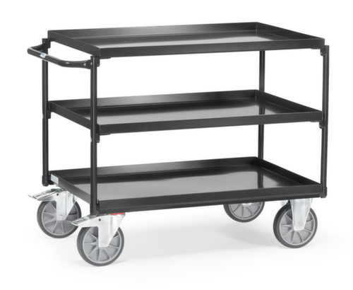 fetra Chariots de table GREY EDITION avec bacs étanches à l'huile 1000x700 mm, force 400 kg, 4 plateaux