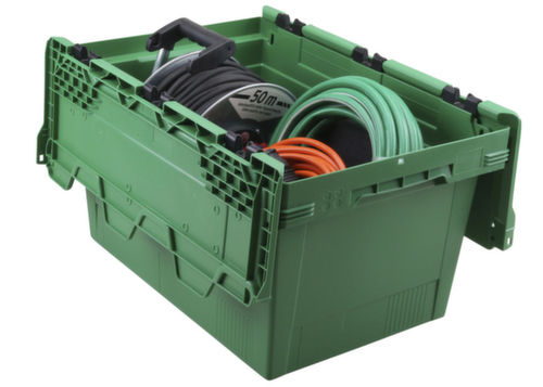 Allit Conteneurs consignés Euronorm ProfiPlus CrocoLid 40/32, vert, longueur x largeur 600 x 400 mm, couvercle crocodile