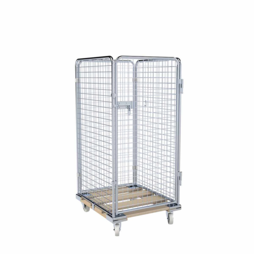 Bac sur roulettes rolltainer® ADB avec porte et 3 parois grillagées, force 500 kg, longueur x largeur 815 x 724 mm