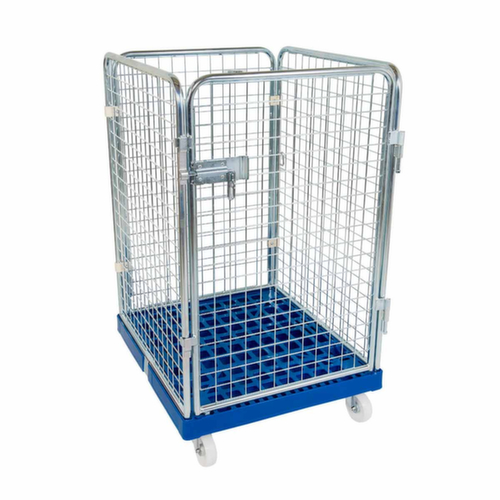 Bac sur roulettes rolltainer® ADB avec 3 parois et porte, force 500 kg, longueur x largeur 815 x 724 mm