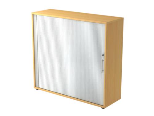 Armoire à rideaux transversaux Sina, 3 hauteurs des classeurs, hêtre/argent