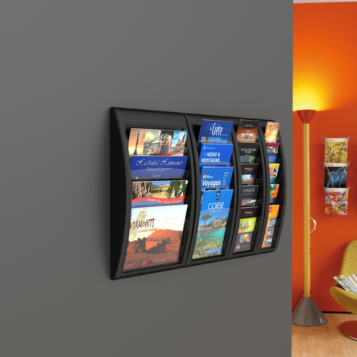 Paperflow Présentoir mural Quick Fit, 4 tablettes, structure noir