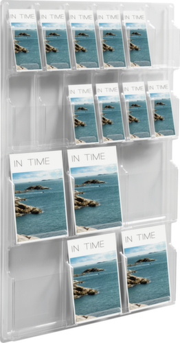 helit Présentoir mural "the clearly", 18 tablettes, structure transparent