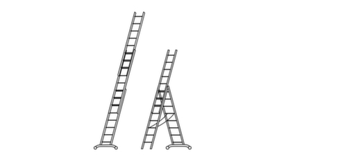 Hymer Échelle télescopique polyvalente en trois parties SC 60, 3 x 10 échelons profilés antidérapants