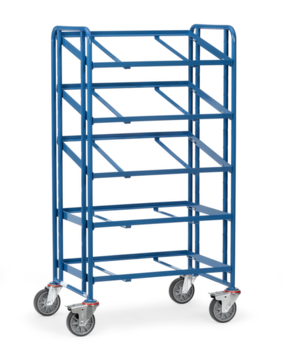 fetra Chariot à étagères avec 5 plateaux inclinables, force 300 kg, 5 plateaux