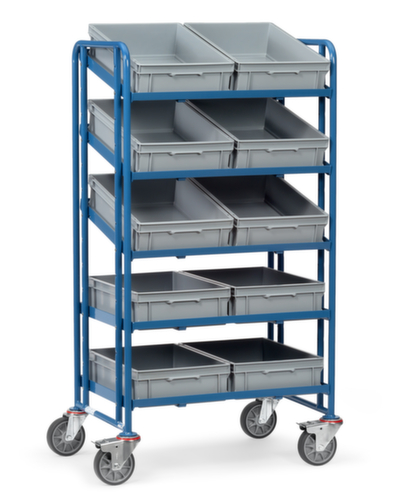 fetra Chariot à étagères avec 5 plateaux inclinables, force 300 kg, 5 plateaux