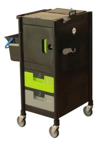 Harema Chariot de nettoyage Black is Green Brix Compact avec armoire et tiroirs, 2x6 l seau en noir