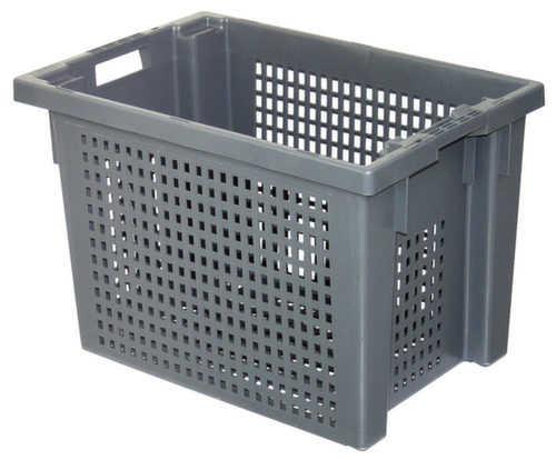 Conteneurs gerbables rotatifs Euronorm Parois + fond perforé, gris, capacité 70 l