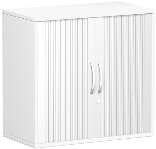 Gera Armoire à rideaux transversaux Milano, 2 hauteurs des classeurs, blanc/argent