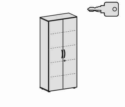 Gera Armoire à portes battantes Milano, 5 hauteurs des classeurs, blanc/blanc