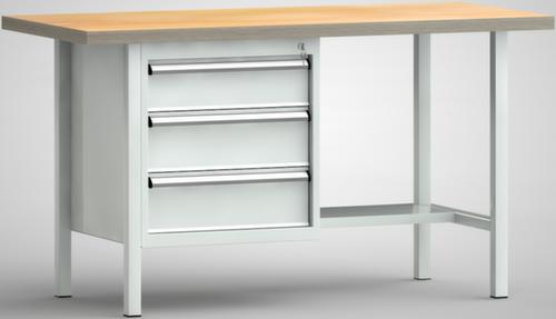 KLW Lutz Établi avec panneau multiplis, 3 tiroirs, 1/2 tablette