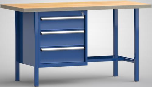 KLW Lutz Établi avec panneau multiplis, 3 tiroirs, 1/2 tablette