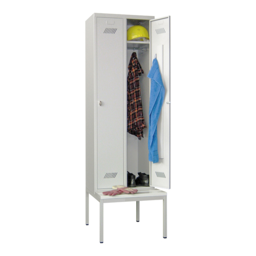 PAVOY Armoire vestiaire Basis avec banc + 2 compartiments, largeur de compartiment 300 mm
