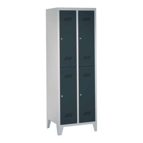 PAVOY Armoire vestiaire à deux niveaux Basis avec 2x2 compartiments, largeur de compartiment 300 mm