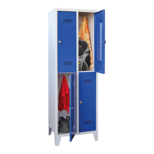 PAVOY Armoire vestiaire à deux niveaux Basis avec 2x2 compartiments, largeur de compartiment 300 mm
