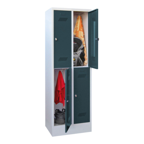 PAVOY Armoire vestiaire à deux niveaux Basis avec 2x2 compartiments, largeur de compartiment 300 mm