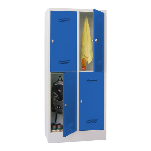 PAVOY Armoire vestiaire à deux niveaux Basis avec 2x2 compartiments, largeur de compartiment 400 mm