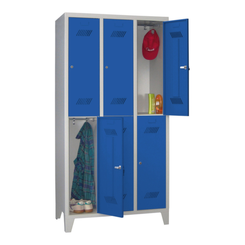 PAVOY Armoire vestiaire à deux niveaux Basis avec 3x2 compartiments, largeur de compartiment 300 mm