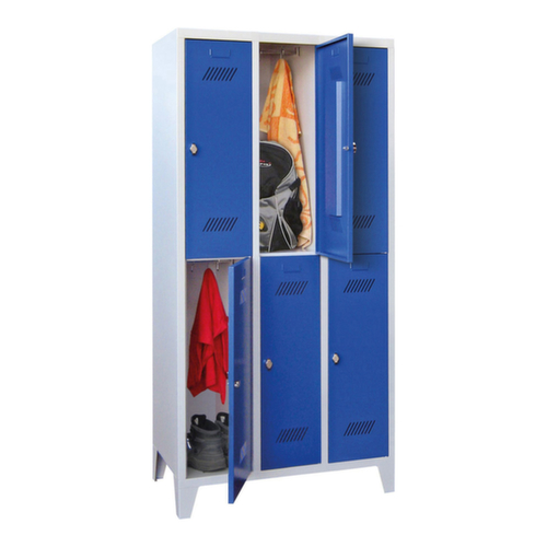 PAVOY Armoire vestiaire à deux niveaux Basis avec 3x2 compartiments, largeur de compartiment 300 mm