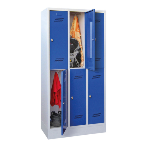 PAVOY Armoire vestiaire à deux niveaux Basis avec 3x2 compartiments, largeur de compartiment 300 mm