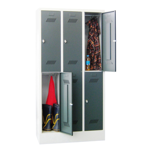 PAVOY Armoire vestiaire à deux niveaux Basis avec 3x2 compartiments, largeur de compartiment 300 mm
