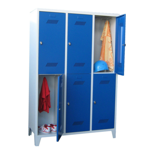 PAVOY Armoire vestiaire à deux niveaux Basis avec 3x2 compartiments, largeur de compartiment 400 mm
