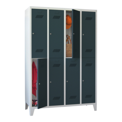 PAVOY Armoire vestiaire à deux niveaux Basis avec 4x2 compartiments, largeur de compartiment 300 mm